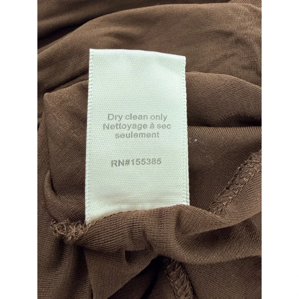 Ronny Kobo Brown One Shoulder Ruched Sheer Draped Mini Dress Size L - Picture 7 of 11